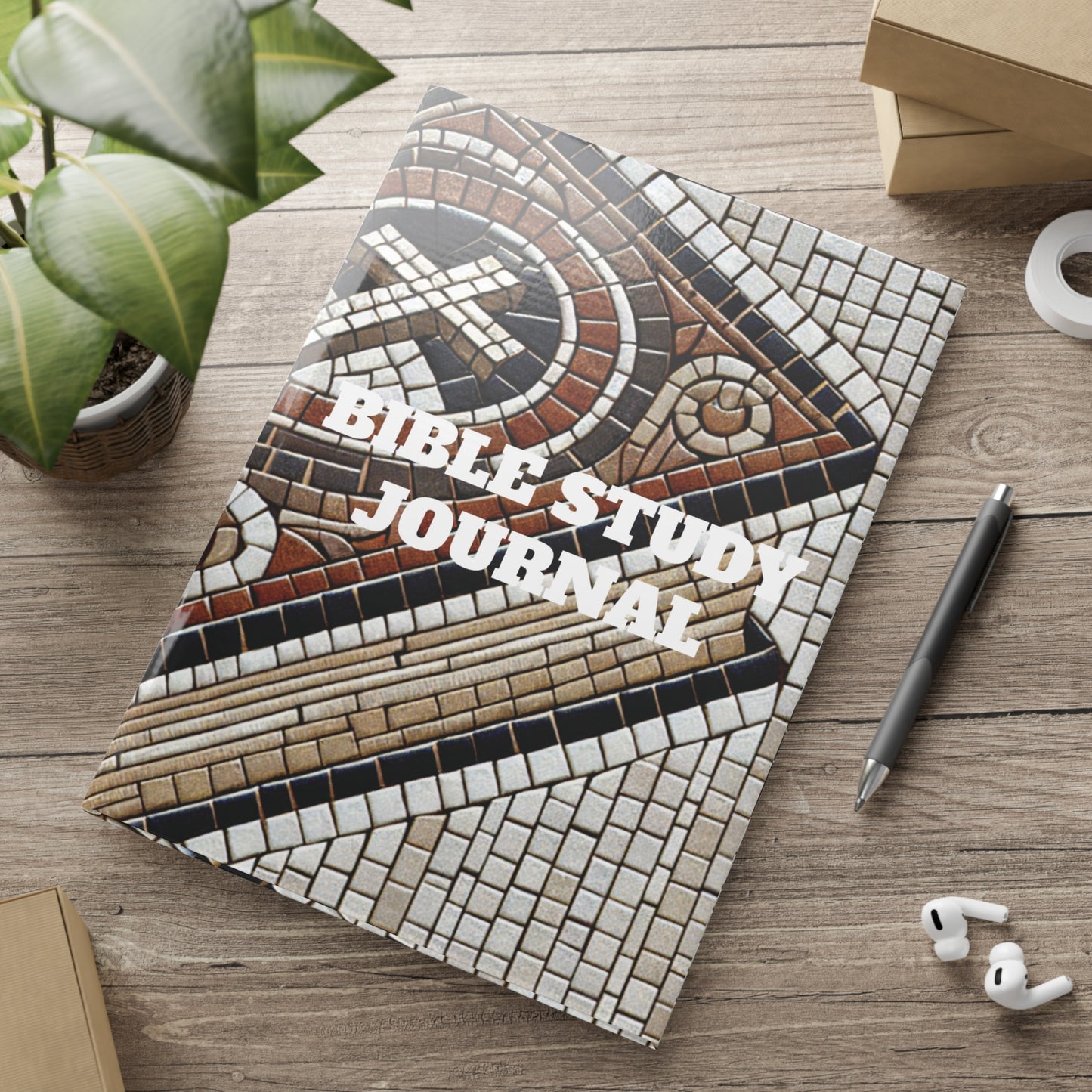 Bible Study Journal - Holy Scripture Mosaic - Hardcover Notebook with Puffy Covers