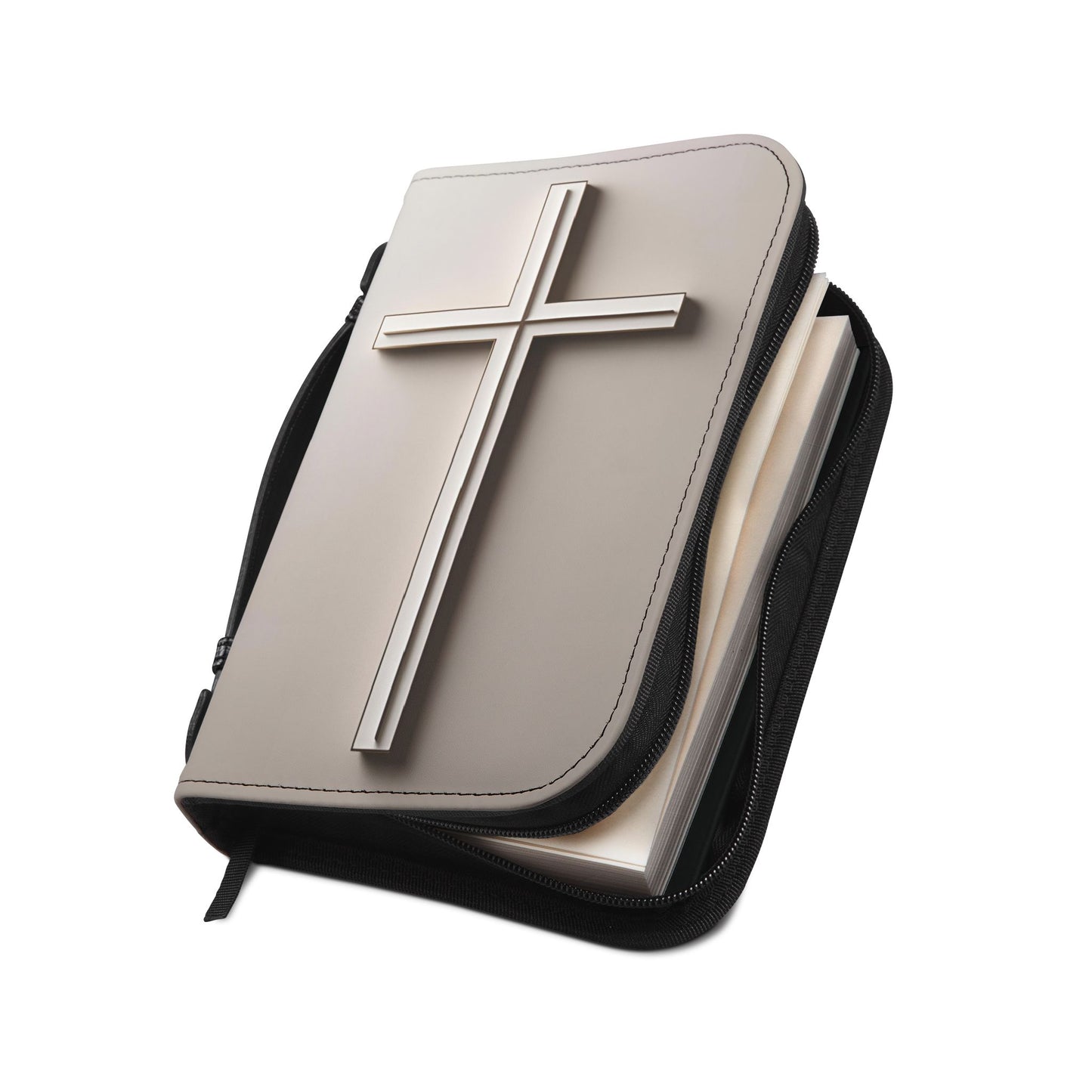 Cross Embossed Bible Cover — Zippered Leatherette Bible Case