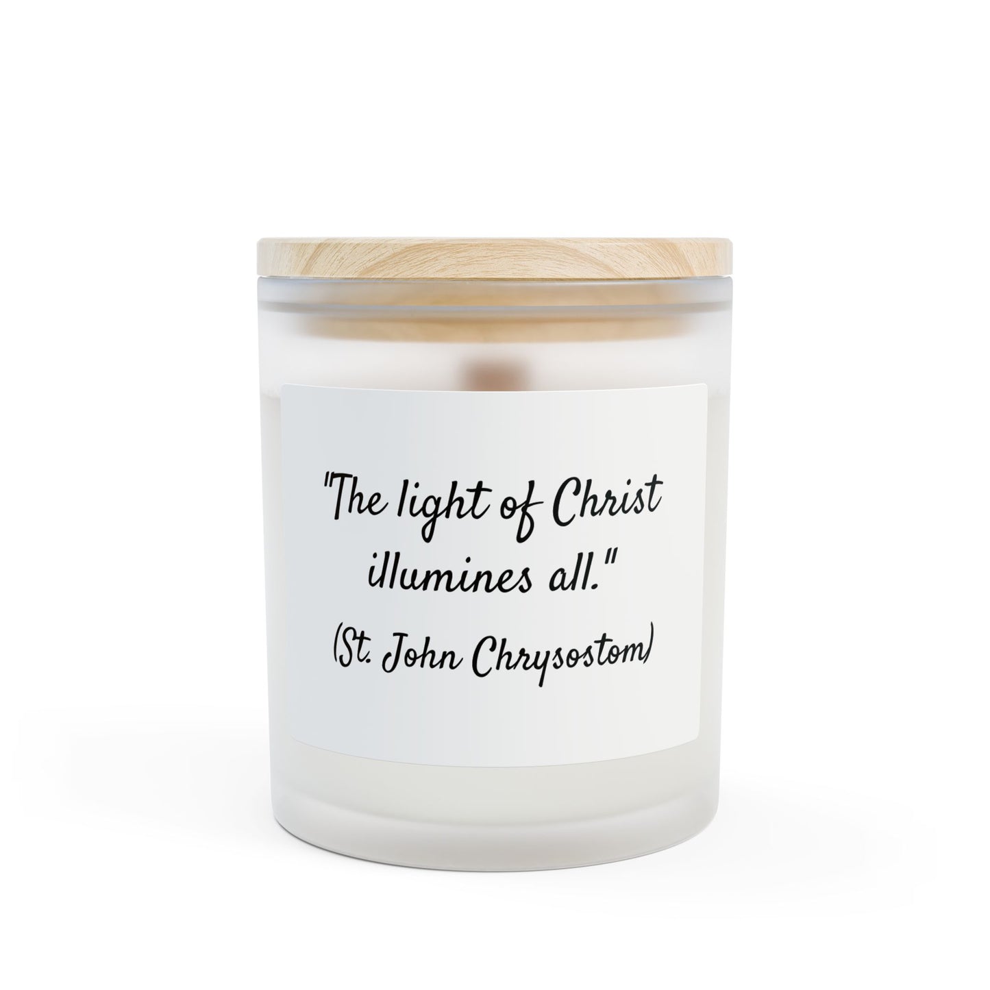 The Light of Christ Illuminates All - St. John Chrysostom - Frosted Glass Candle, 11oz