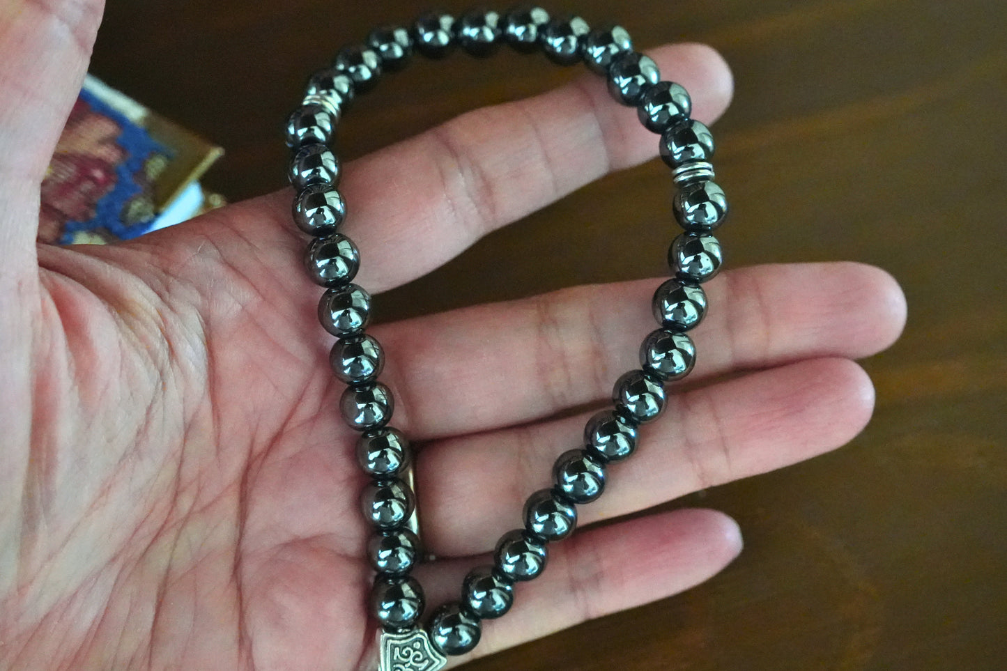 Orthodox Hematite Prayer Beads with Blooming Cross – 33 Beads – Handmade Assembly
