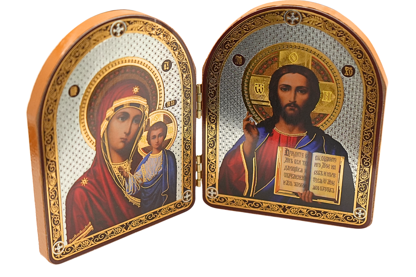 Orthodox Folding Diptych Icon – Christ Pantocrator & Theotokos