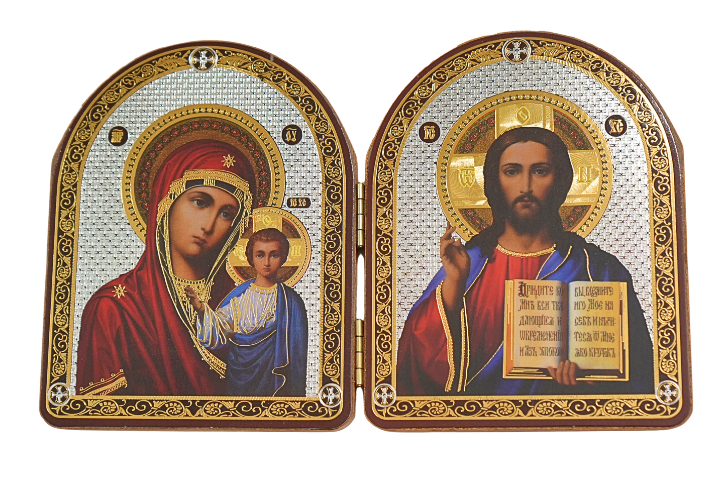 Orthodox Folding Diptych Icon – Christ Pantocrator & Theotokos