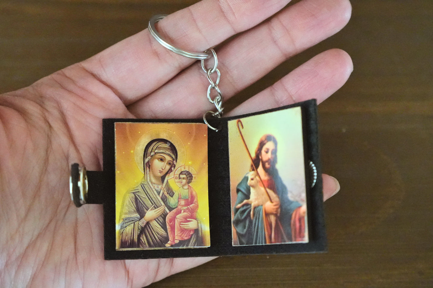 Mini Pocket Icon Keychain – Christ & Theotokos